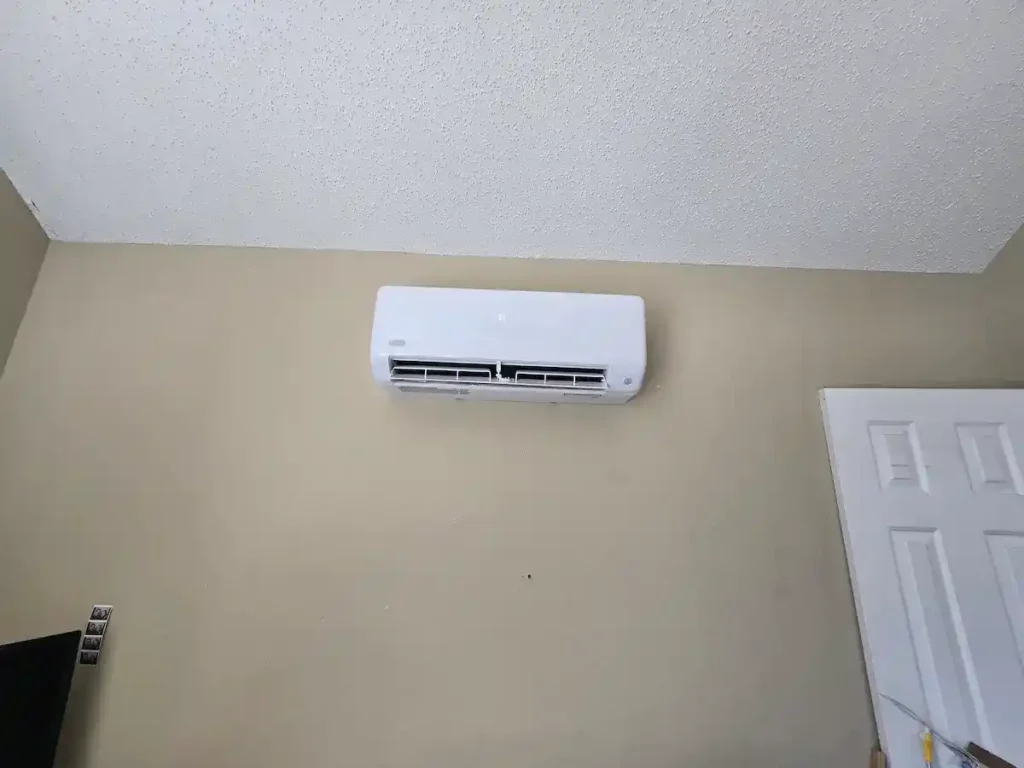 Wall-mounted ductless mini split indoor unit in an Irving home