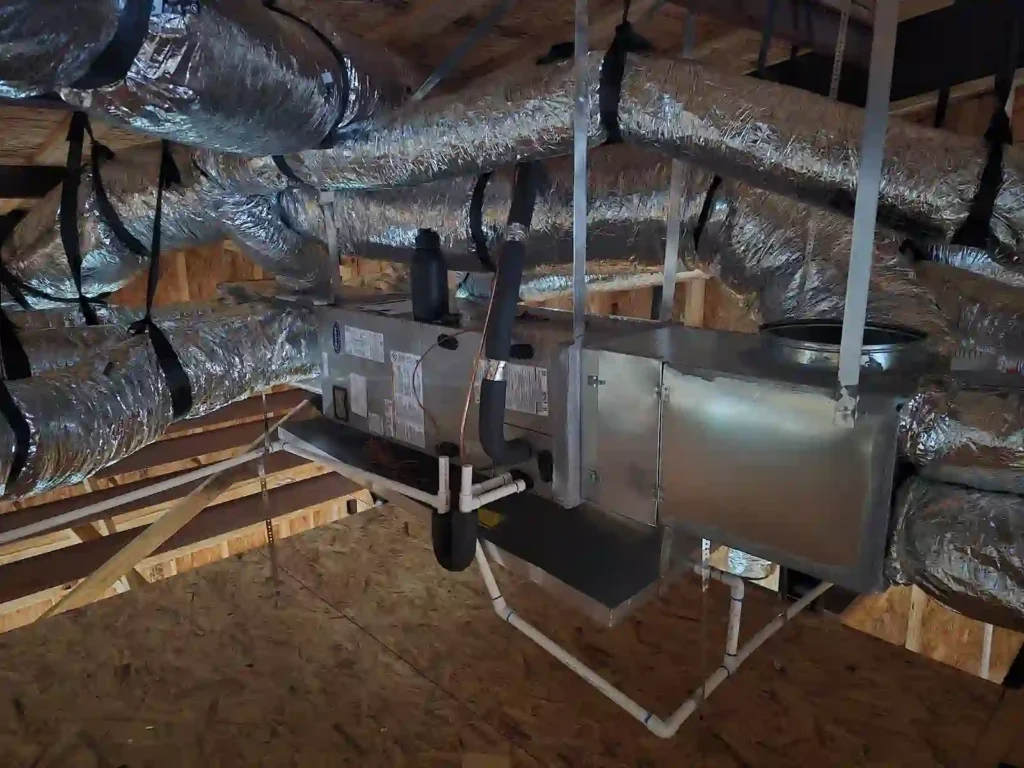 Heat pump installation on a residential home in Irving, TX by Mas Heating