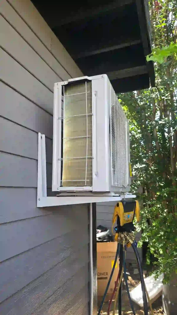 Ductless mini split outdoor condenser unit installed in Irving, TX