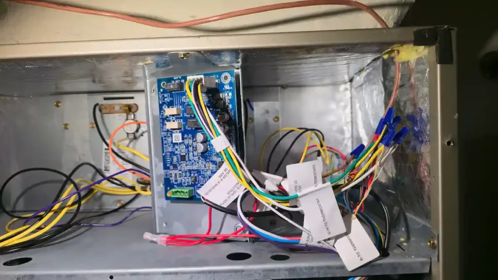 Heating repair technician servicing a furnace in Irving, TX